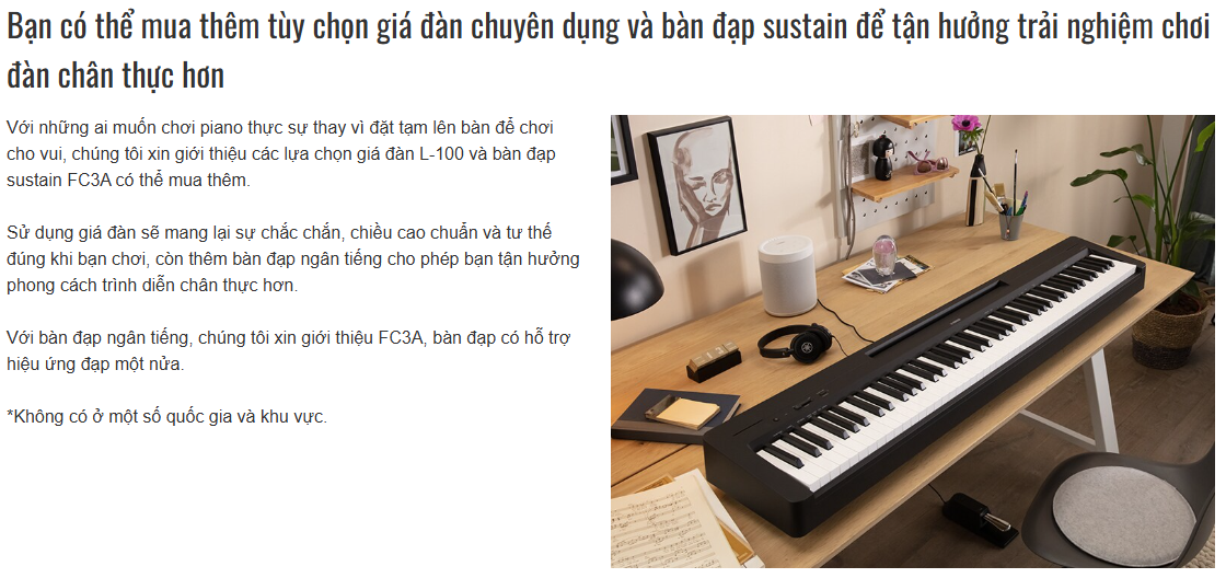 Tuỳ chọn các phụ kiện kèm theo trên Yamaha P143BT
