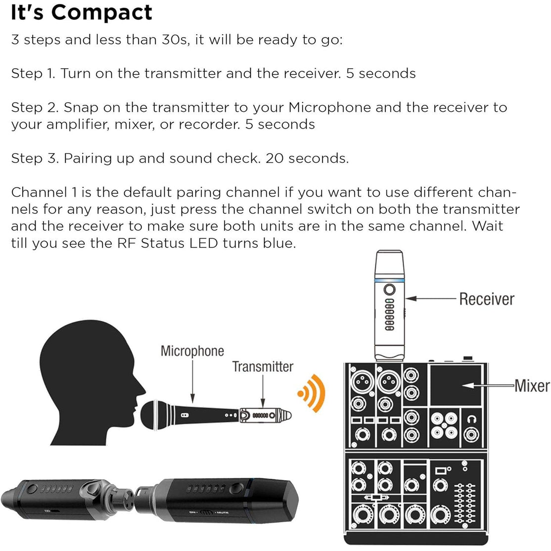 Wireless Microphone System Nux B-3RC 2.4GHz-Mai Nguyên Music
