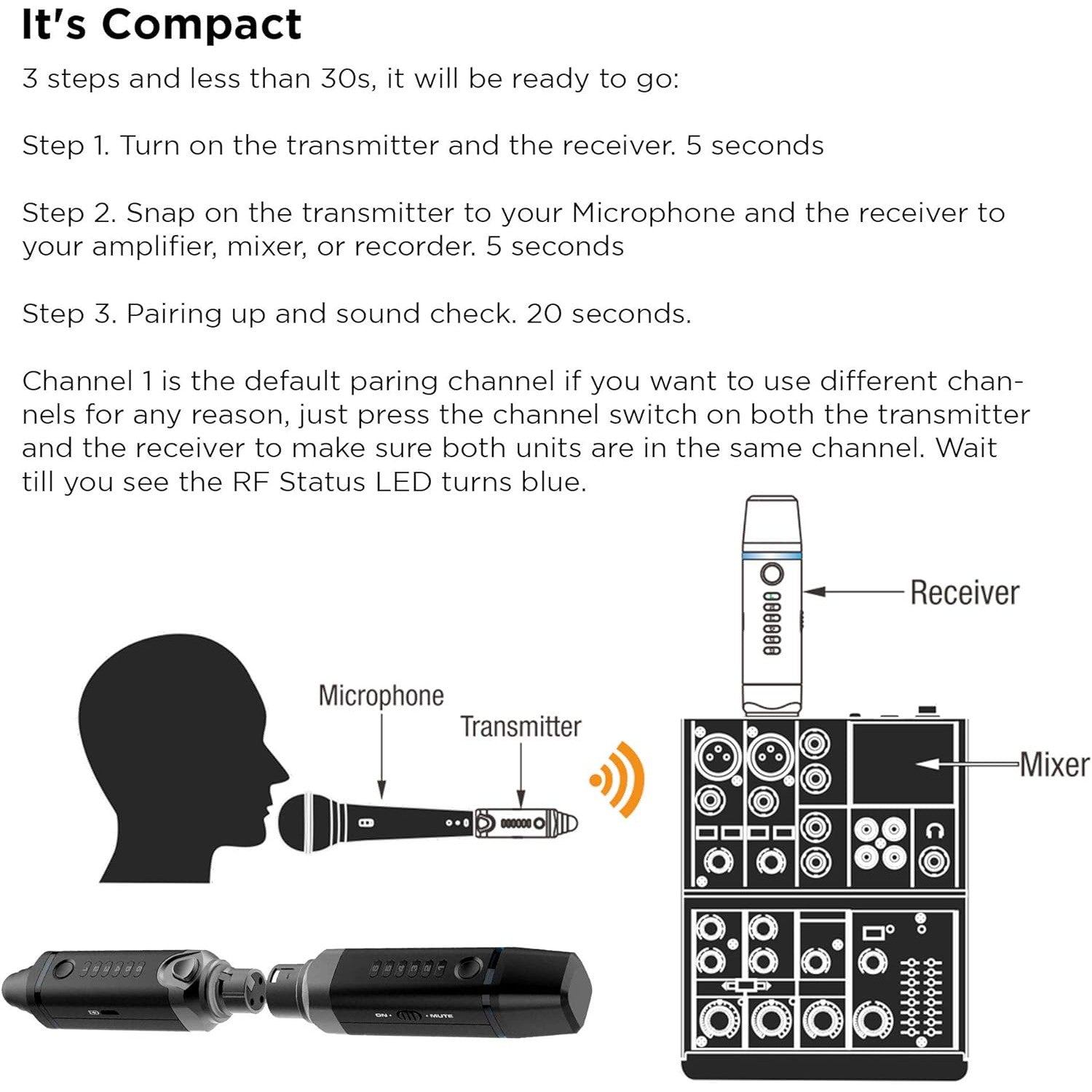 Wireless Microphone System Nux B-3RC 2.4GHz-Mai Nguyên Music